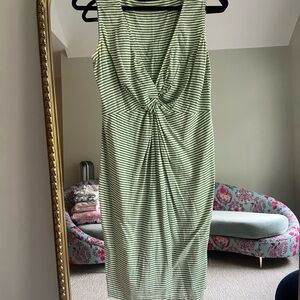 Moschino Green Ruched Tie Front Sheath Dress